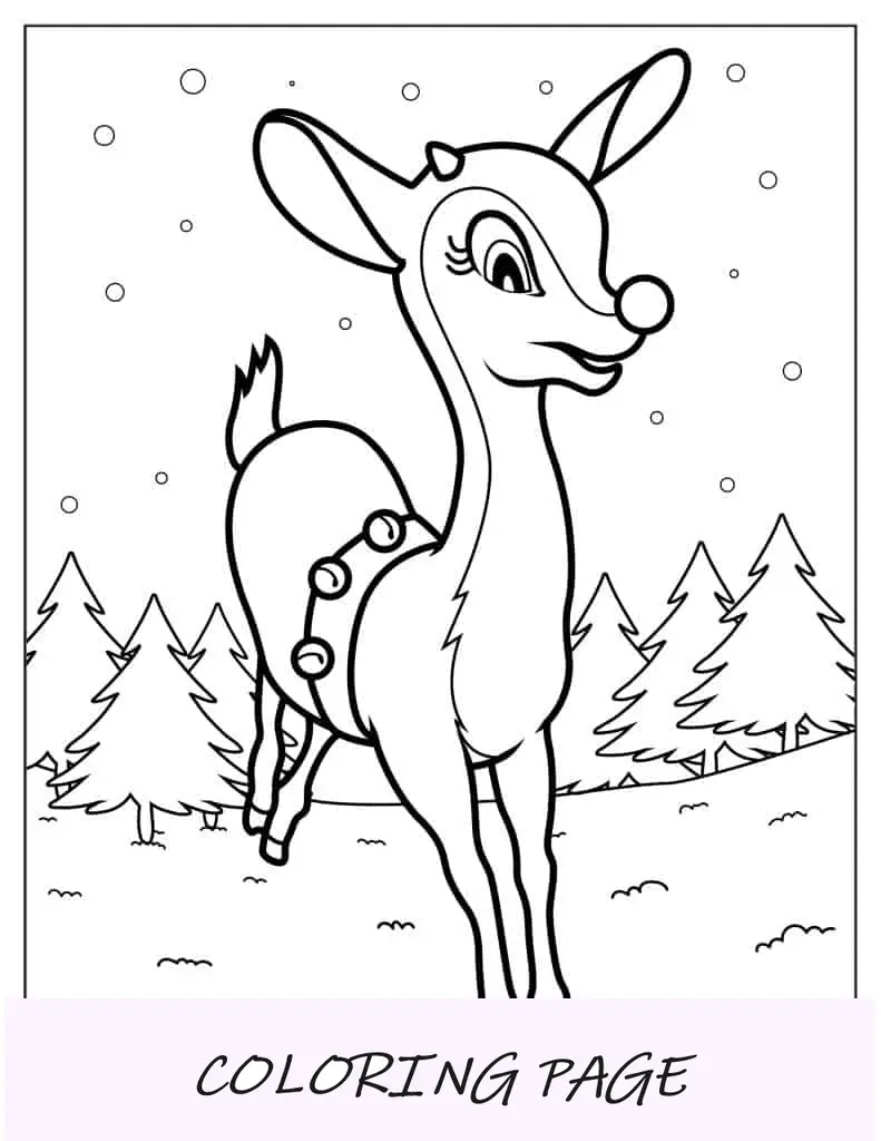 Desenho para colorir de Rudolph, a rena