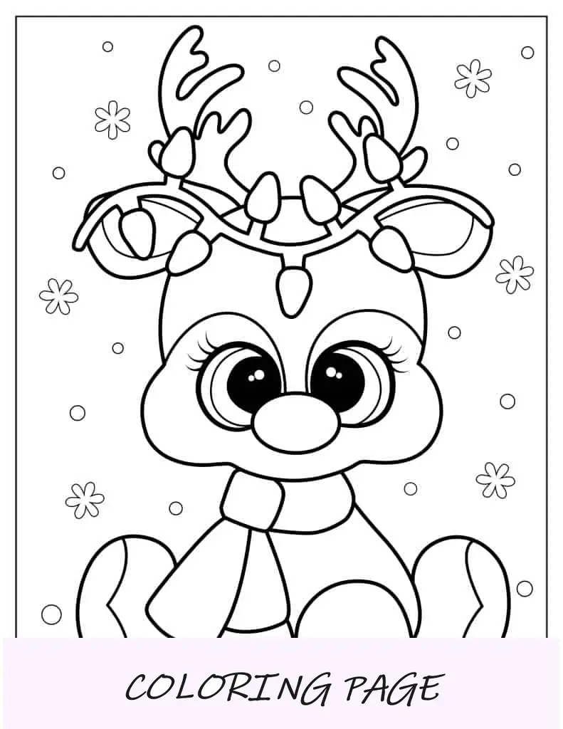 Folha para colorir fofa de Rudolph para crianças
