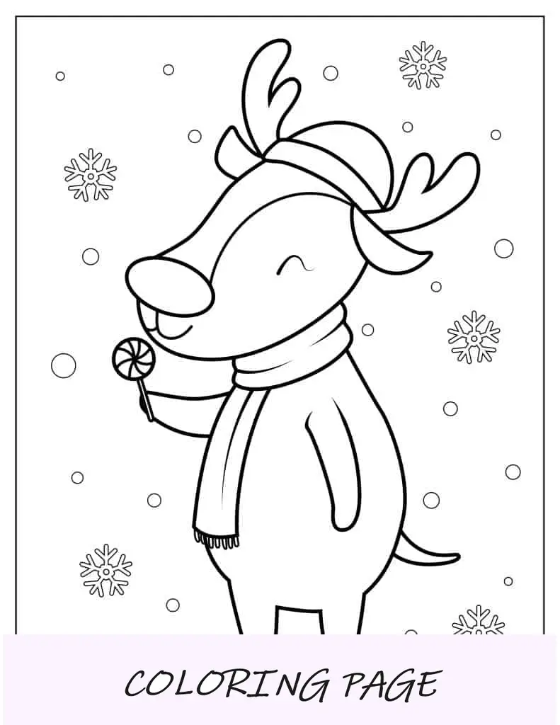 Rudolph com tema Kawaii comendo um pirulito
