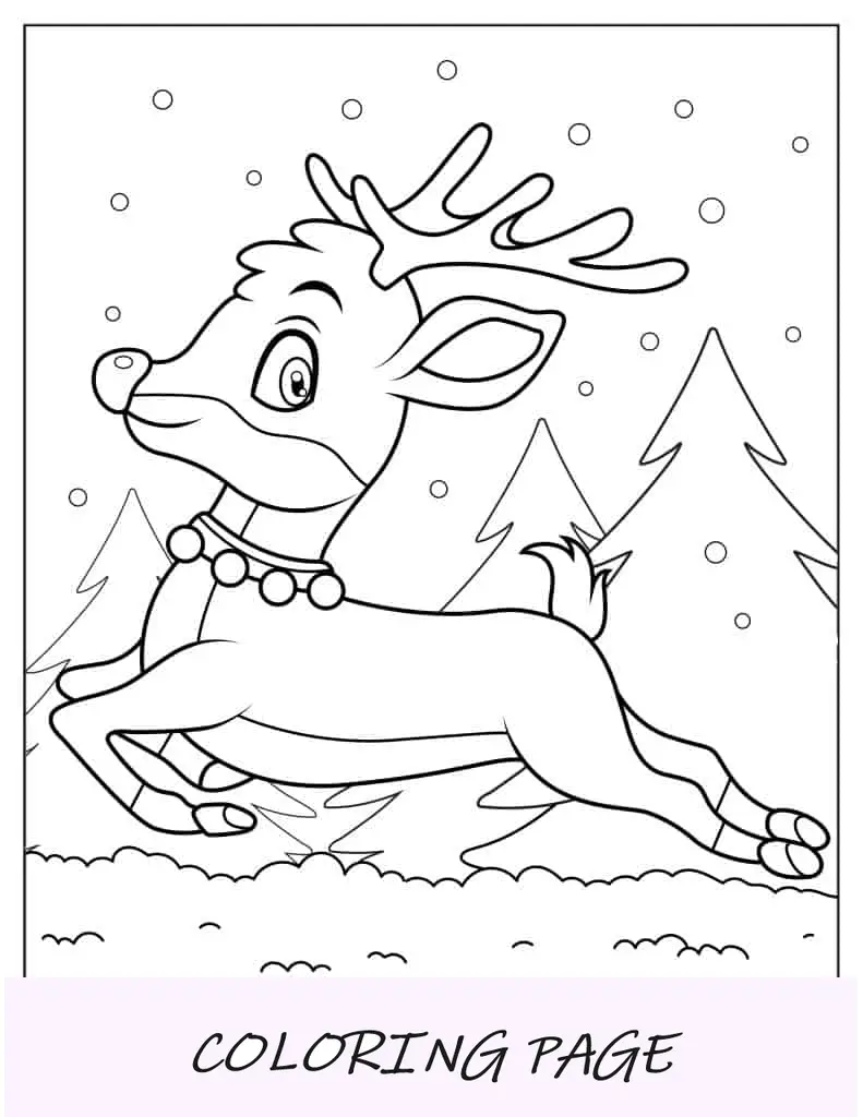 Rudolph saltando pela neve