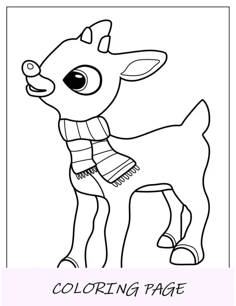 Página para colorir do bebê Rudolph