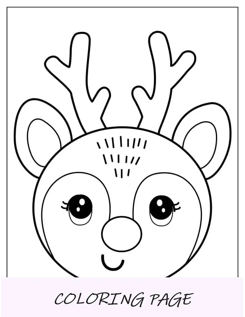 Adorável Rudolph, a rena, cara para colorir
