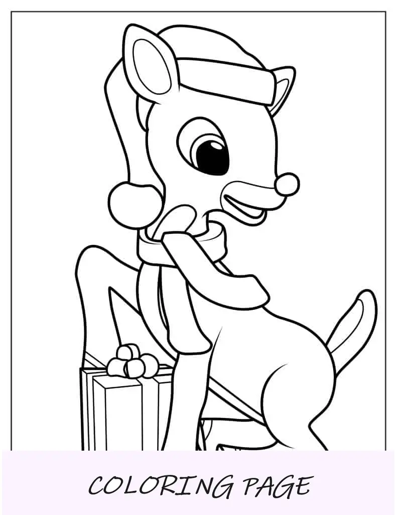 Rudolph com nariz vermelho para colorir