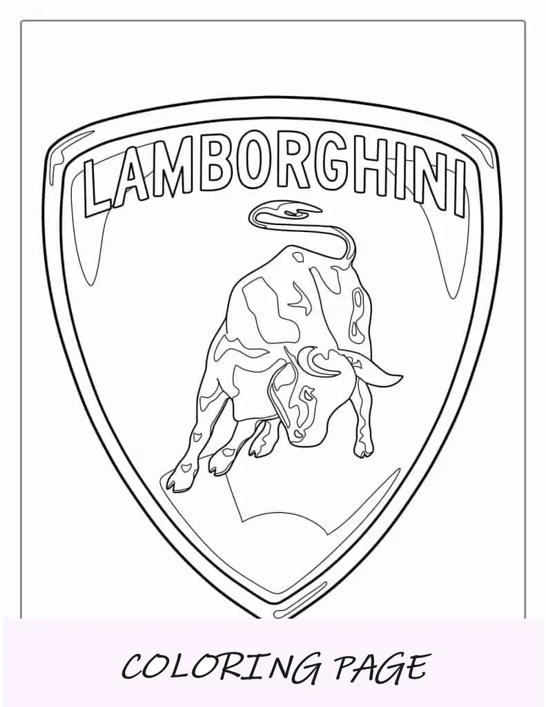 Página para colorir do logotipo da Lamborghini para crianças