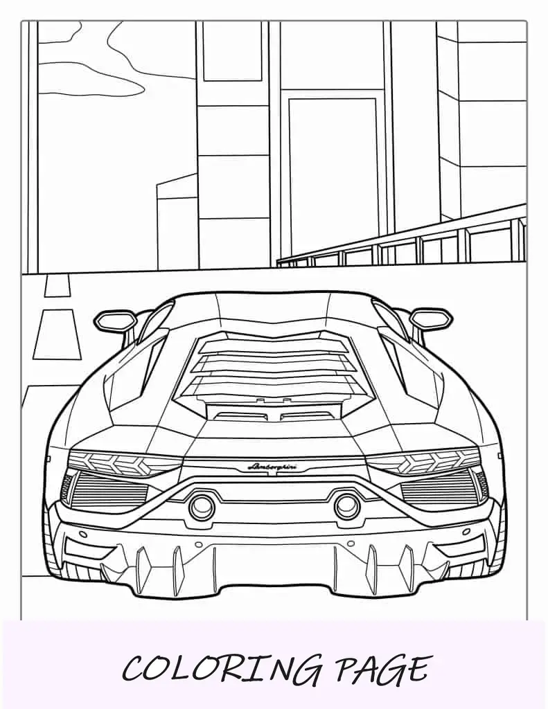 Página para colorir do motor Lamborghini Huracan