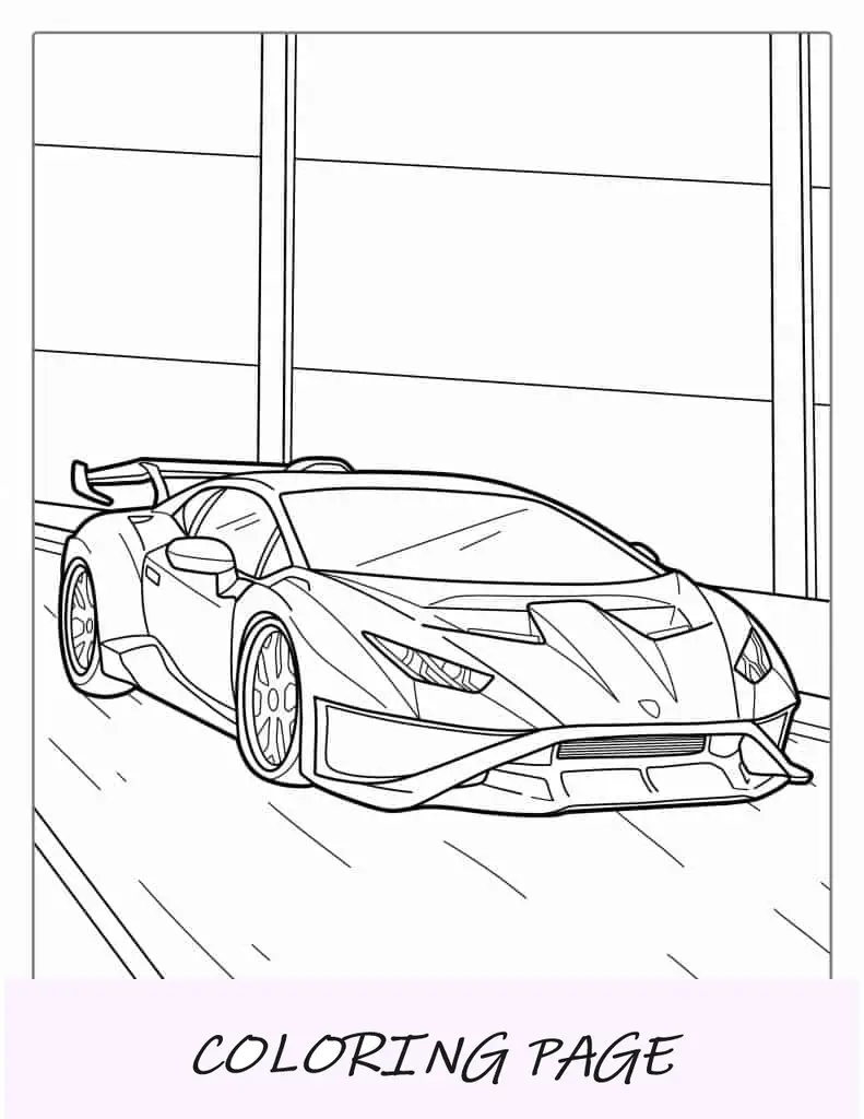 Corrida Lamborghini na pista para colorir