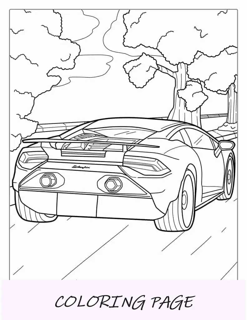 Perfil traseiro do Lamborghini Aventador para colorir