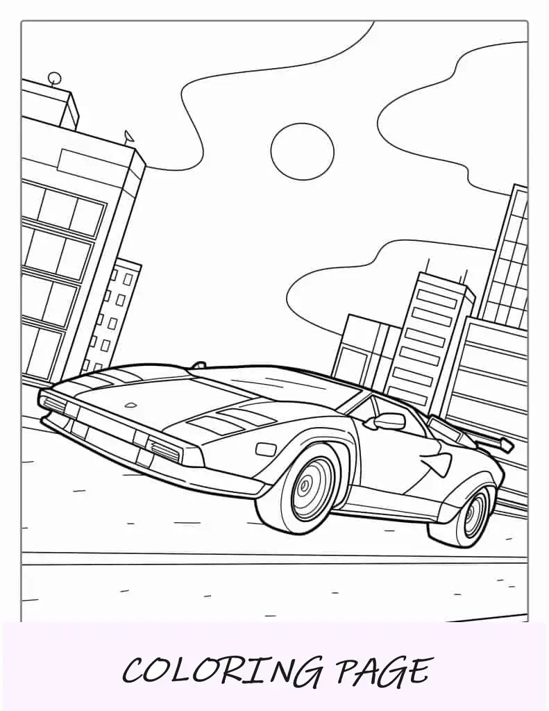 Página para colorir retrô Lamborghini Countach para crianças
