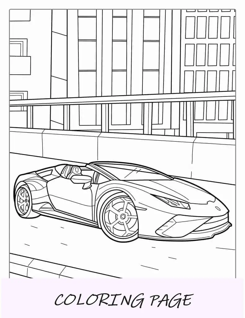 Lamborghini Aventador com rodas grandes para colorir