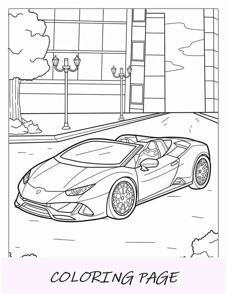 Lamborghini conversível dirigindo na cidade