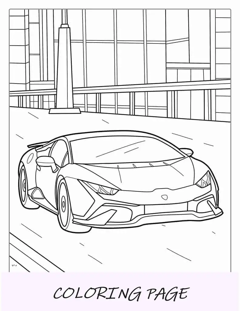 Lamborghini dirigindo na cidade para colorir