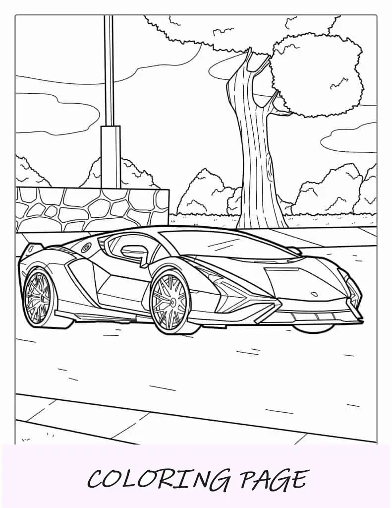 Folha para colorir detalhada do Lamborghini Aventador