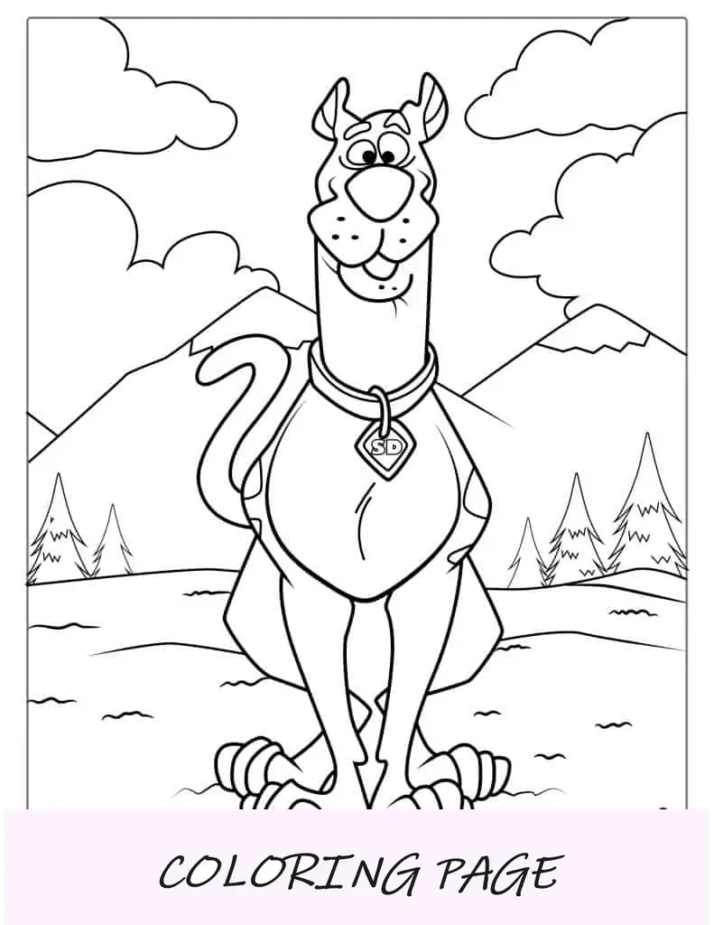 Página para colorear fácil de Scooby-Doo