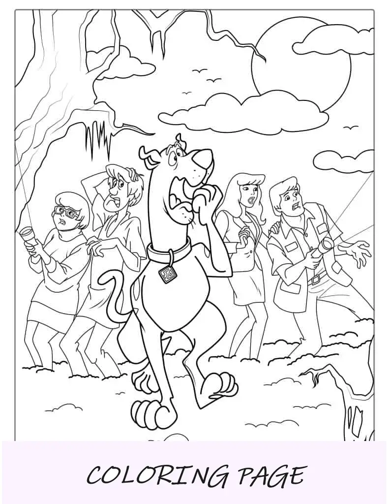 Hoja para colorear del misterio de Scooby-Doo