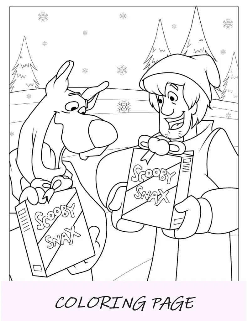 Scooby Y Shaggy Con Scooby Snax Para Colorear