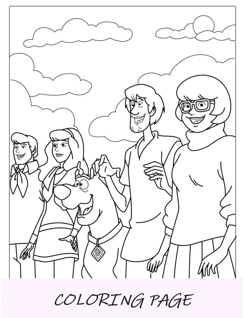 Página para colorear de Scooby Gang para niños