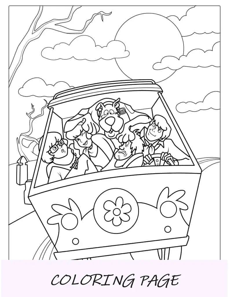 Personajes de Scooby-Doo en La Máquina del Misterio para colorear