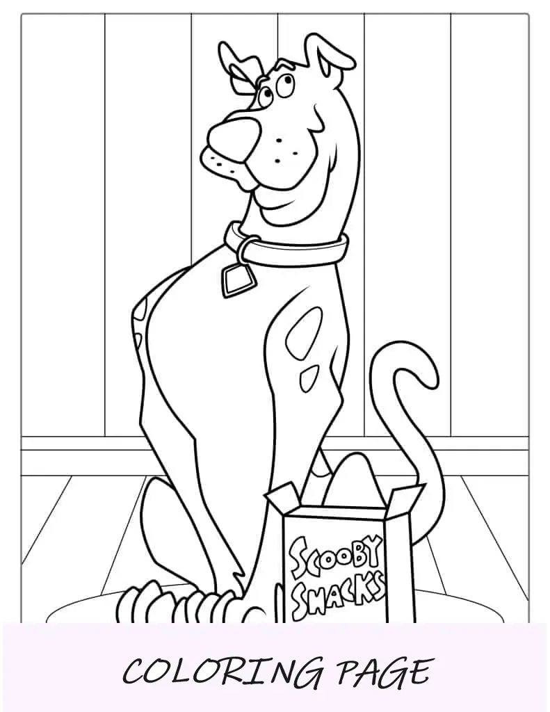 Scooby-Doo con Scooby Snax para colorear para niños