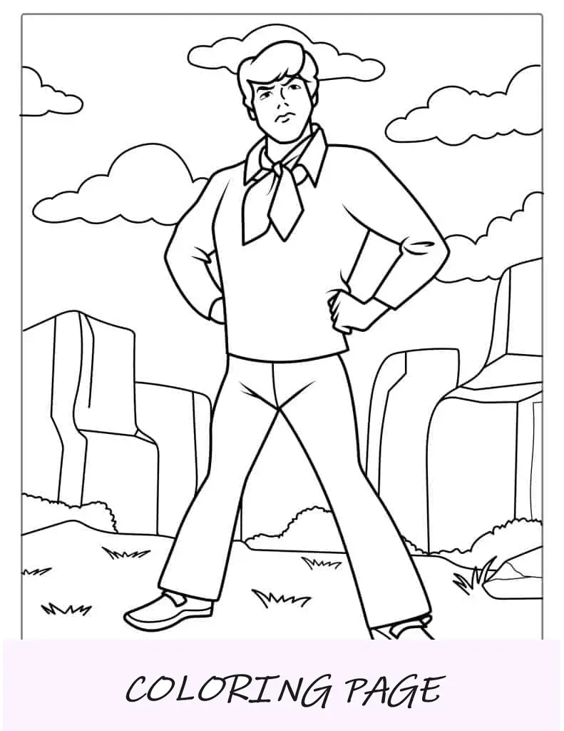 Página para colorear de Fred de Scooby-Doo