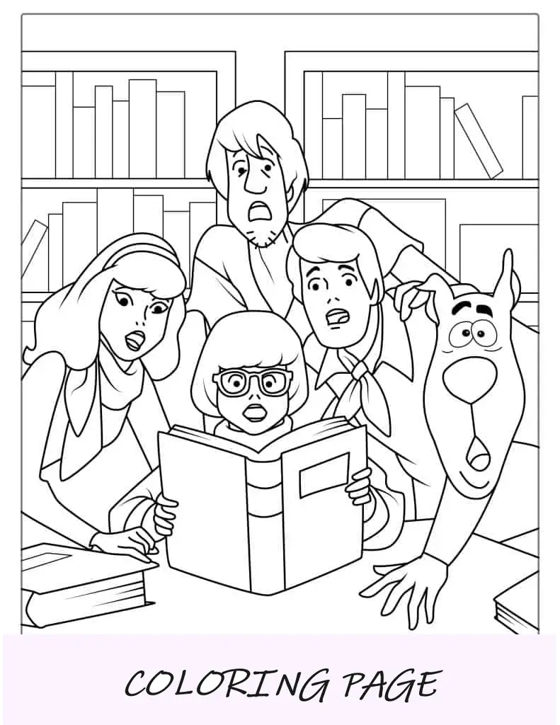 Página para colorear del personaje de Mystery Inc aturdido
