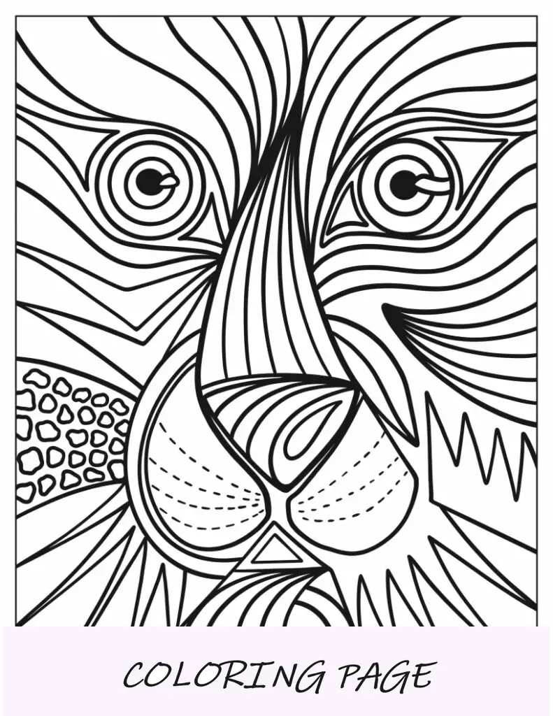 Arte de página para colorir abstrata de gato complexo