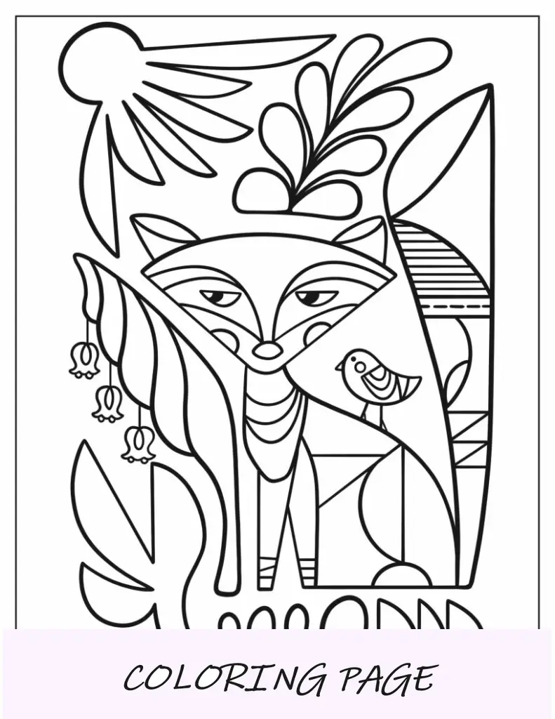 Arte abstrata para colorir de três mulheres