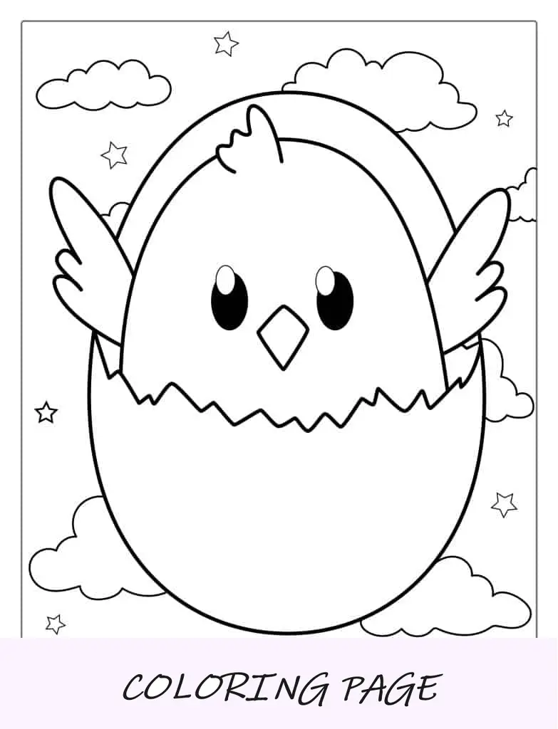 Pollito que nace del huevo para colorear