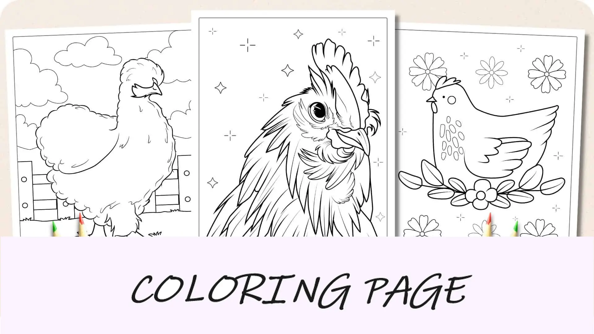 Dibujos para colorear de pollo Imagen destacada
