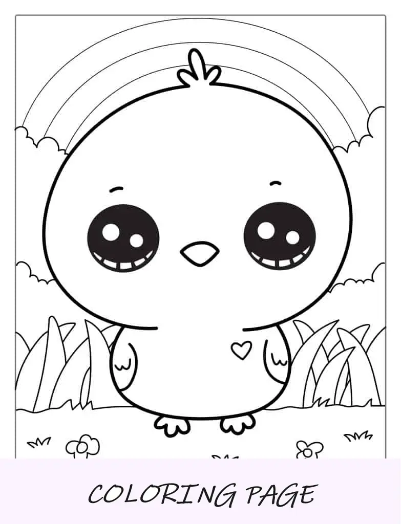 Página Para Colorear De Pollo Bebé Kawaii