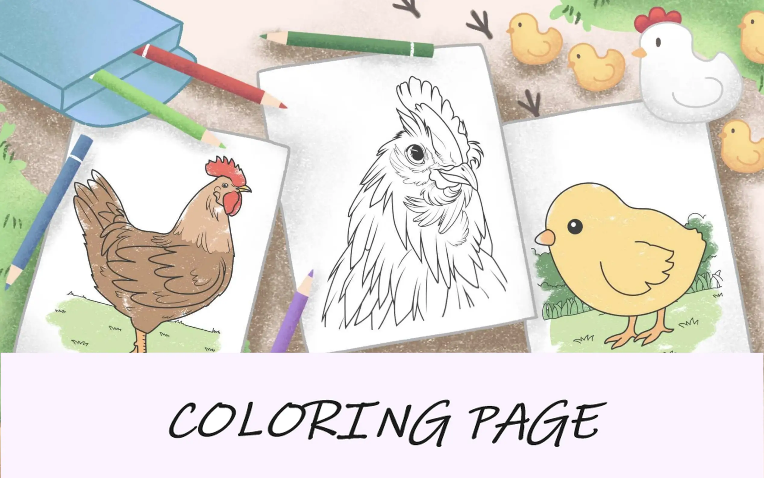imagen destacada de pollo para colorear