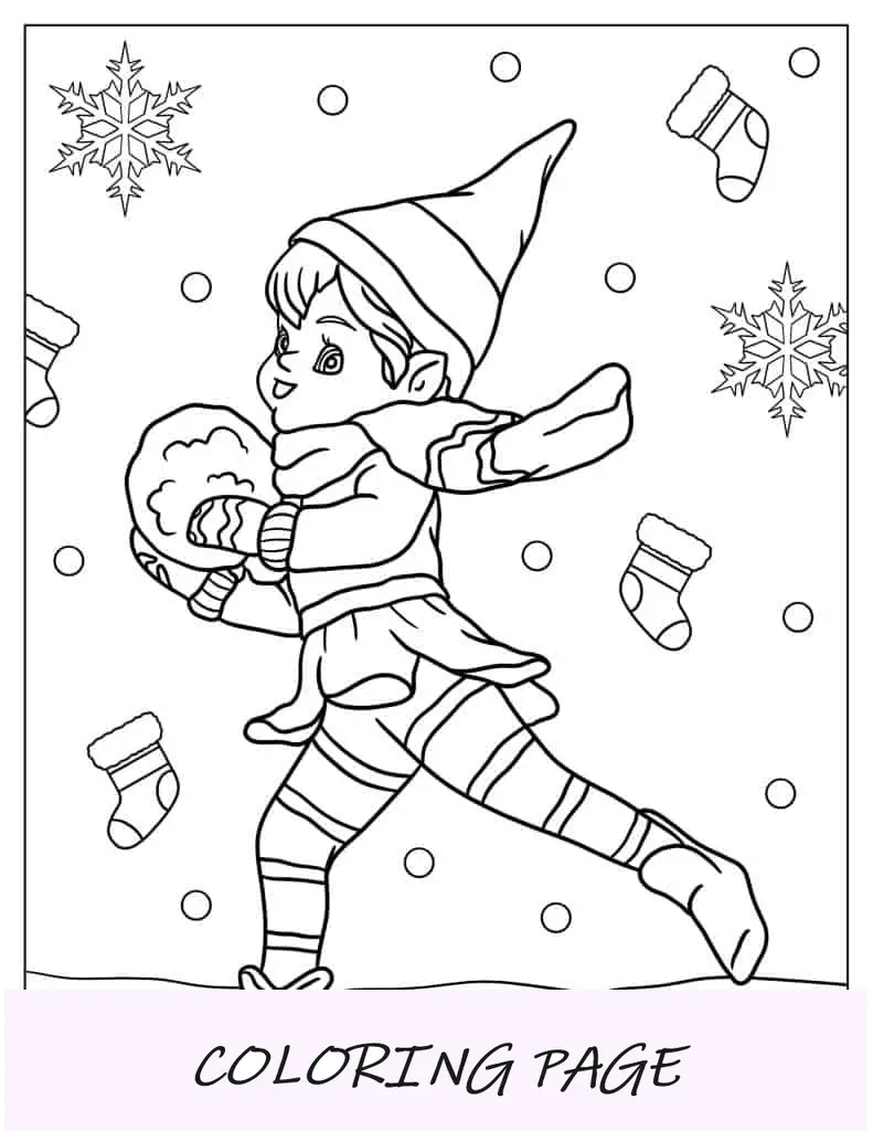 Elfo travesso fazendo uma bola de neve