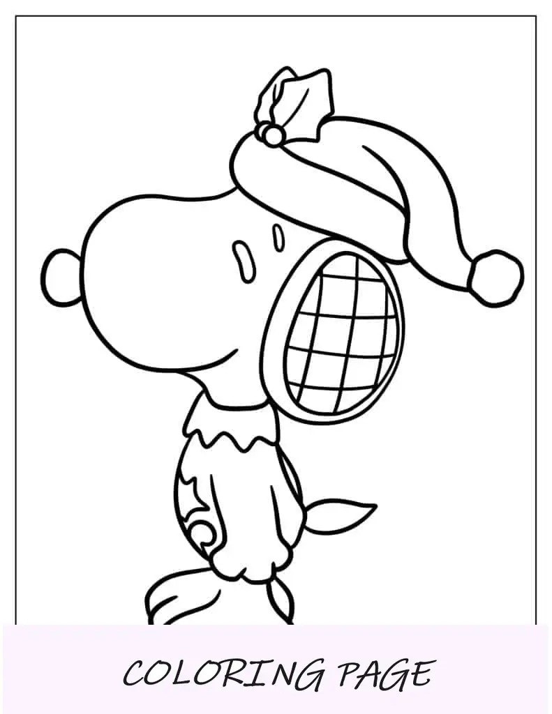 Folha para colorir Elfo Snoopy