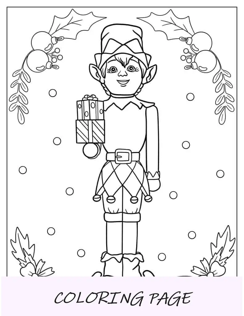 Página para colorir do Elfo Quebra-Nozes