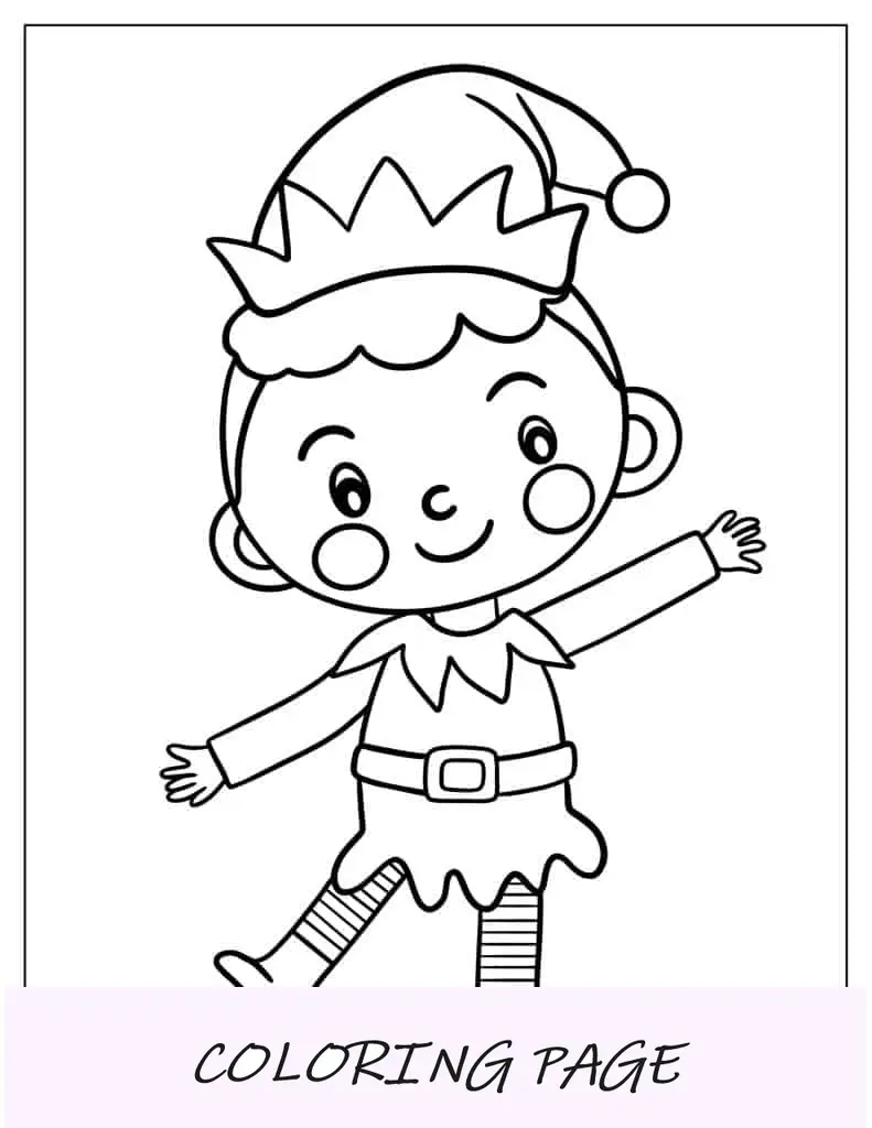 Elfo dançante simples e feliz para colorir