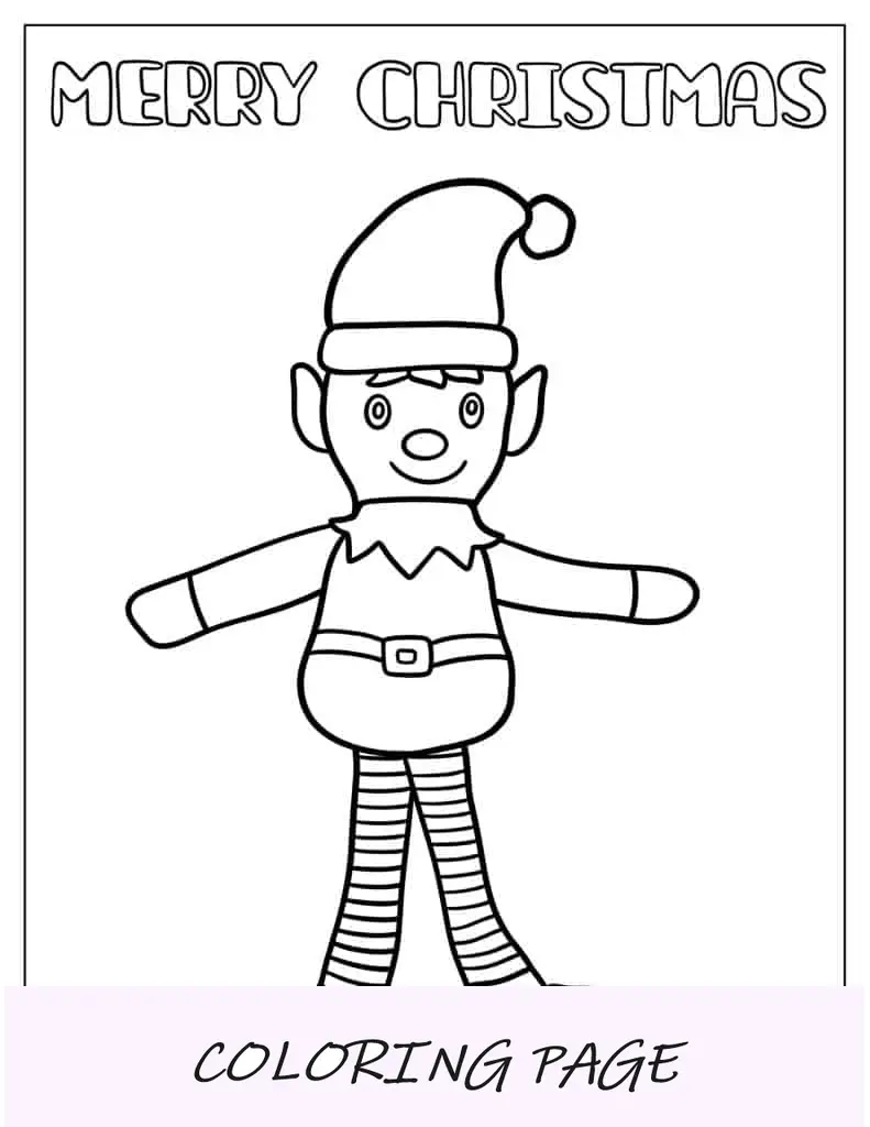 Esboço simples de um duende de Natal para crianças em idade pré-escolar