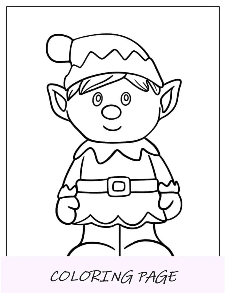 Elfo de Natal simples de colorir para crianças em idade pré-escolar