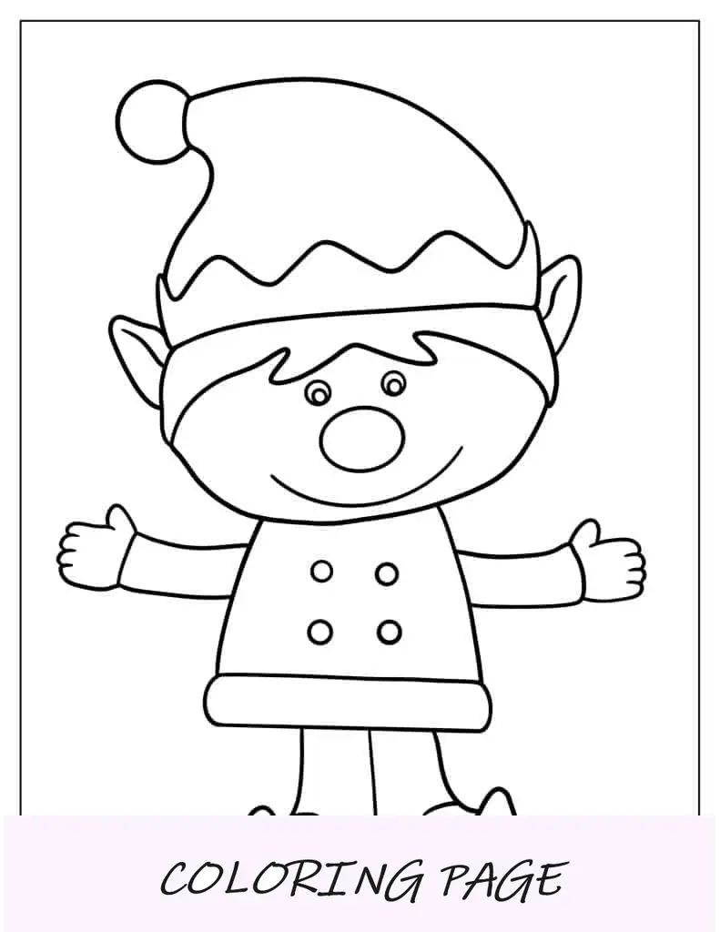 Esboço fácil de um elfo para colorir para crianças