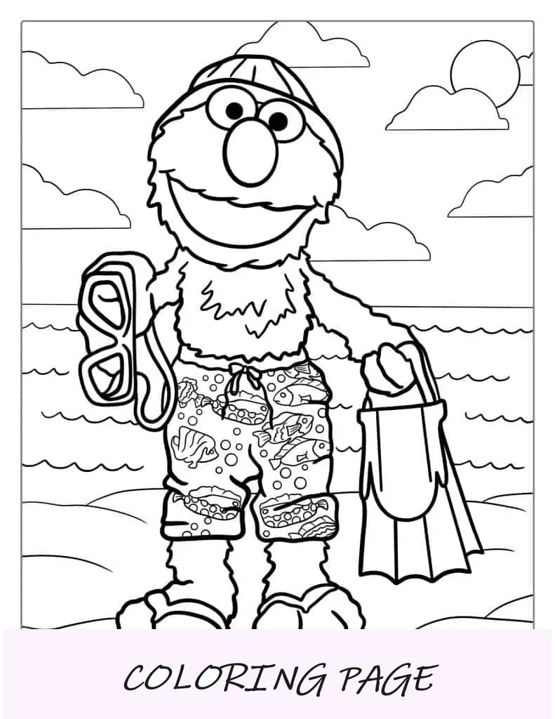 Folha para colorir de Elmo e amigos da Vila Sésamo