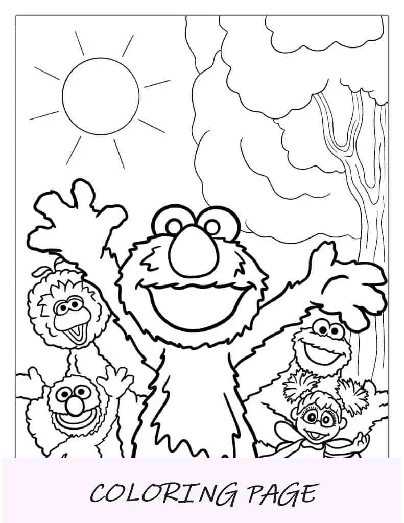 Página para colorir do lindo bebê Kawaii Elmo
