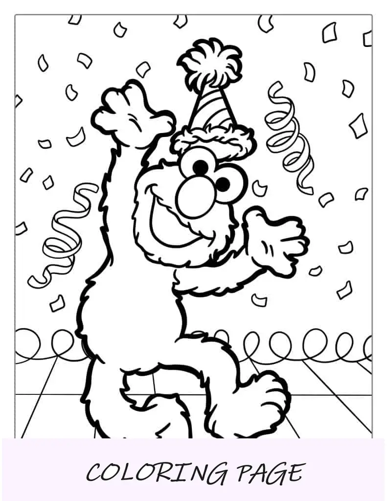 Página para colorir Elmo com tema Lego