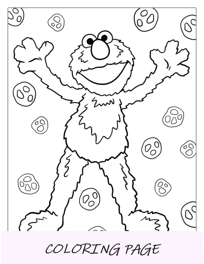 Página para colorir Elmo e amigos