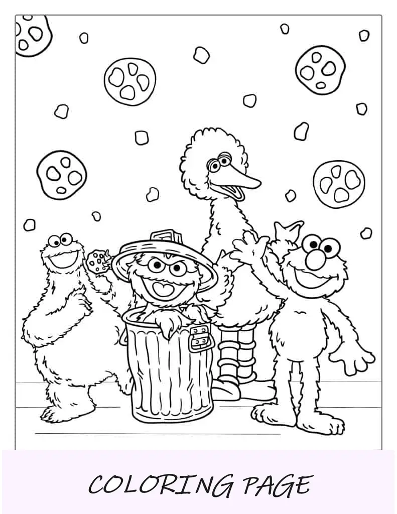 Bebê Big Bird, Cookie Monster e Elmo para colorir