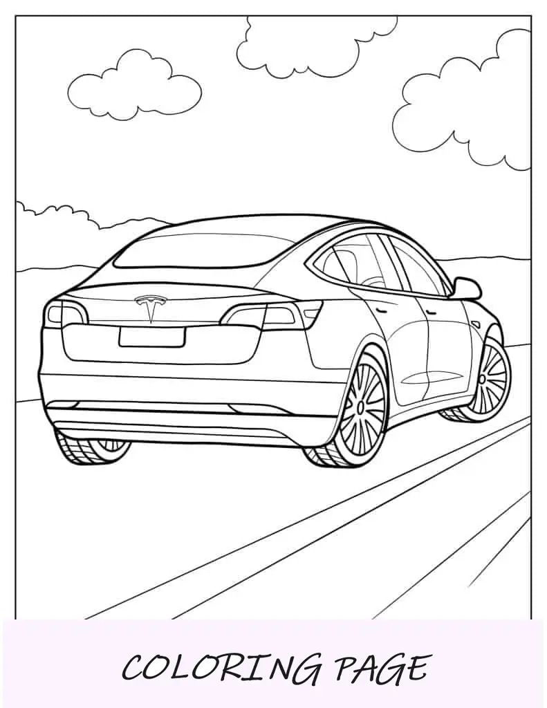 Folha para colorir Tesla Model S