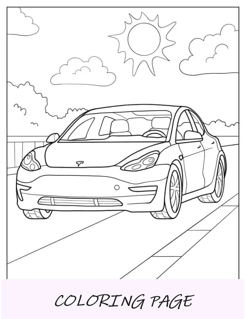 Página para colorir Tesla modelo Y