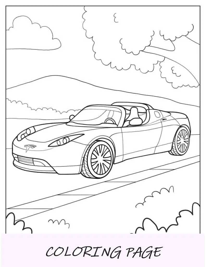 Página para colorir Testa Roadster conversível