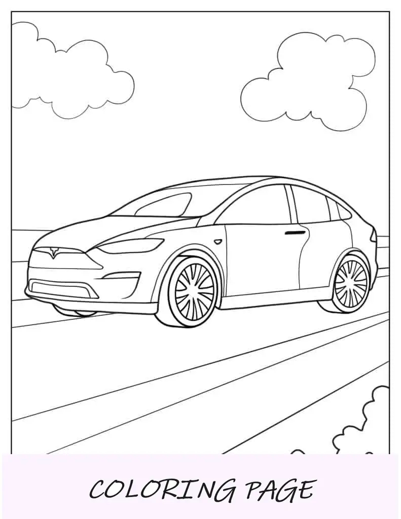 Esboço fácil de um Tesla para colorir para crianças