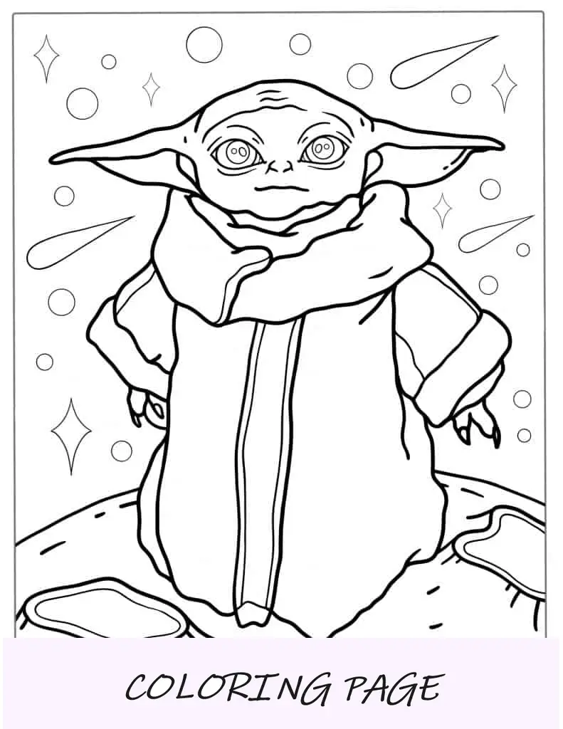 Página para colorir do alienígena Baby Yoda