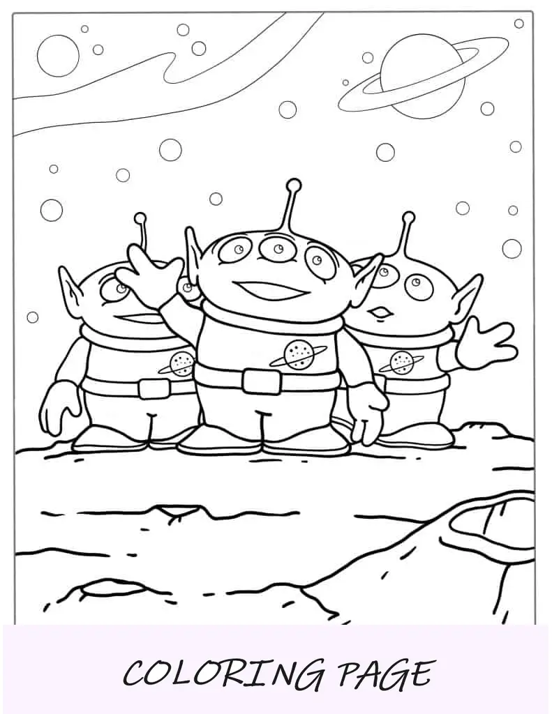 Página para colorir de alienígenas de Toy Story