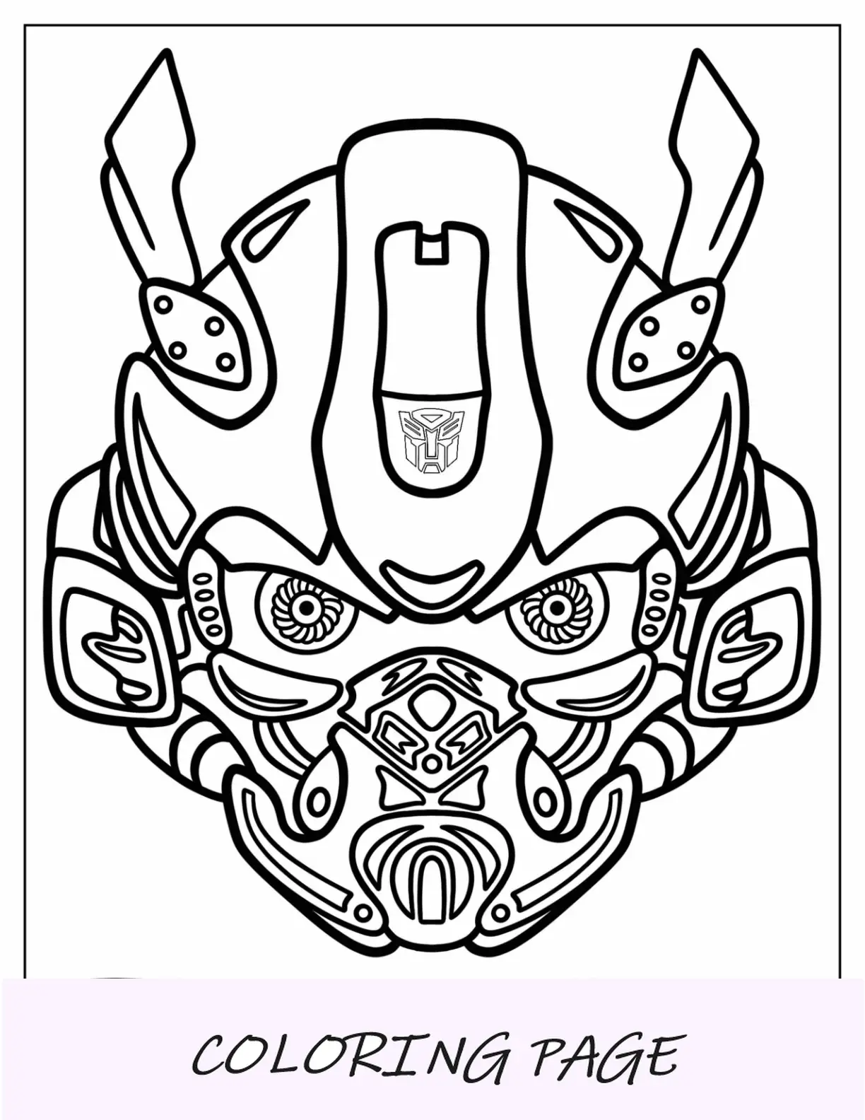 Desenho de close up do rosto do zangão para colorir