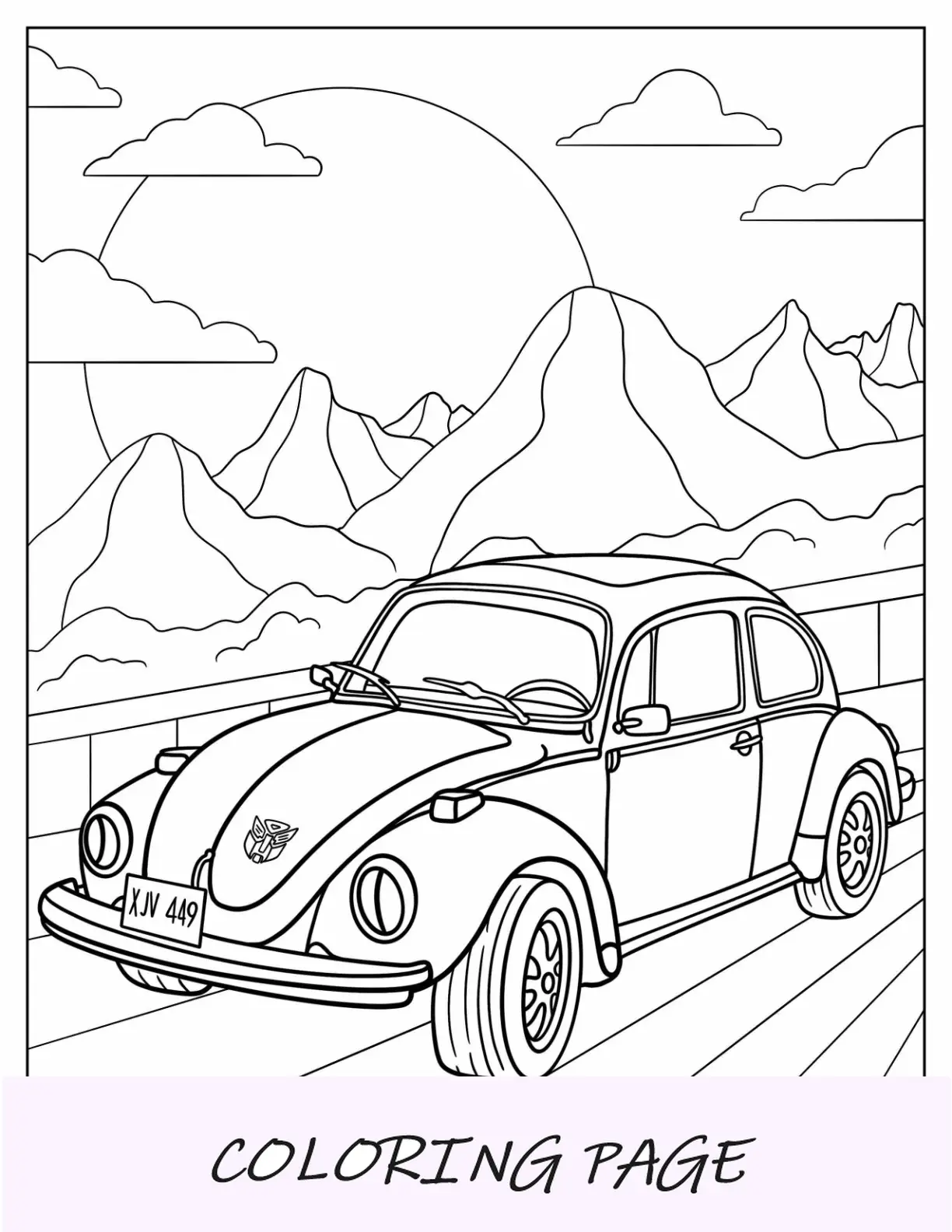 Página para colorir Bumblebee Fusca Volkswagen